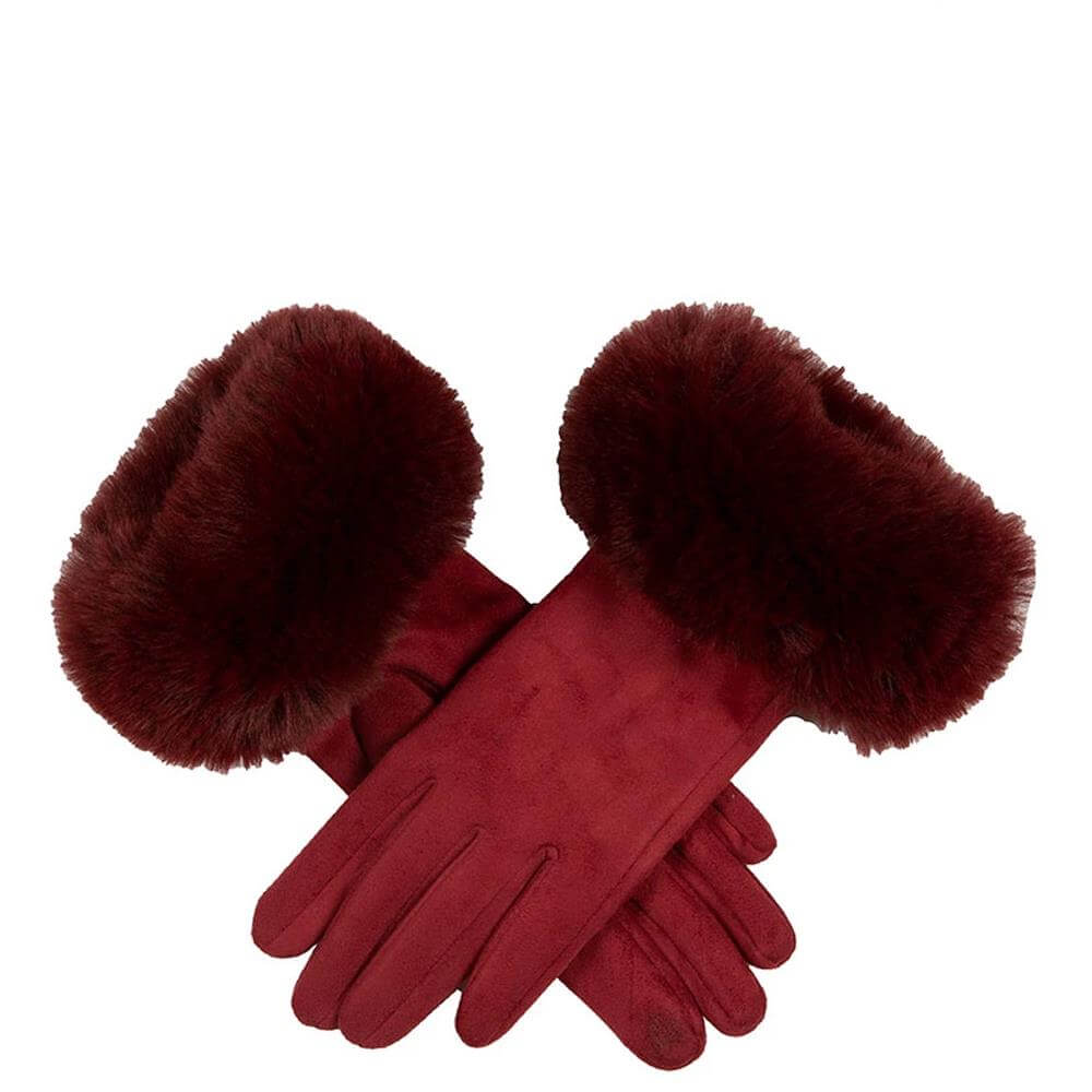 Dents Women’s Touchscreen Faux Suede Gloves with Faux Fur Cuffs